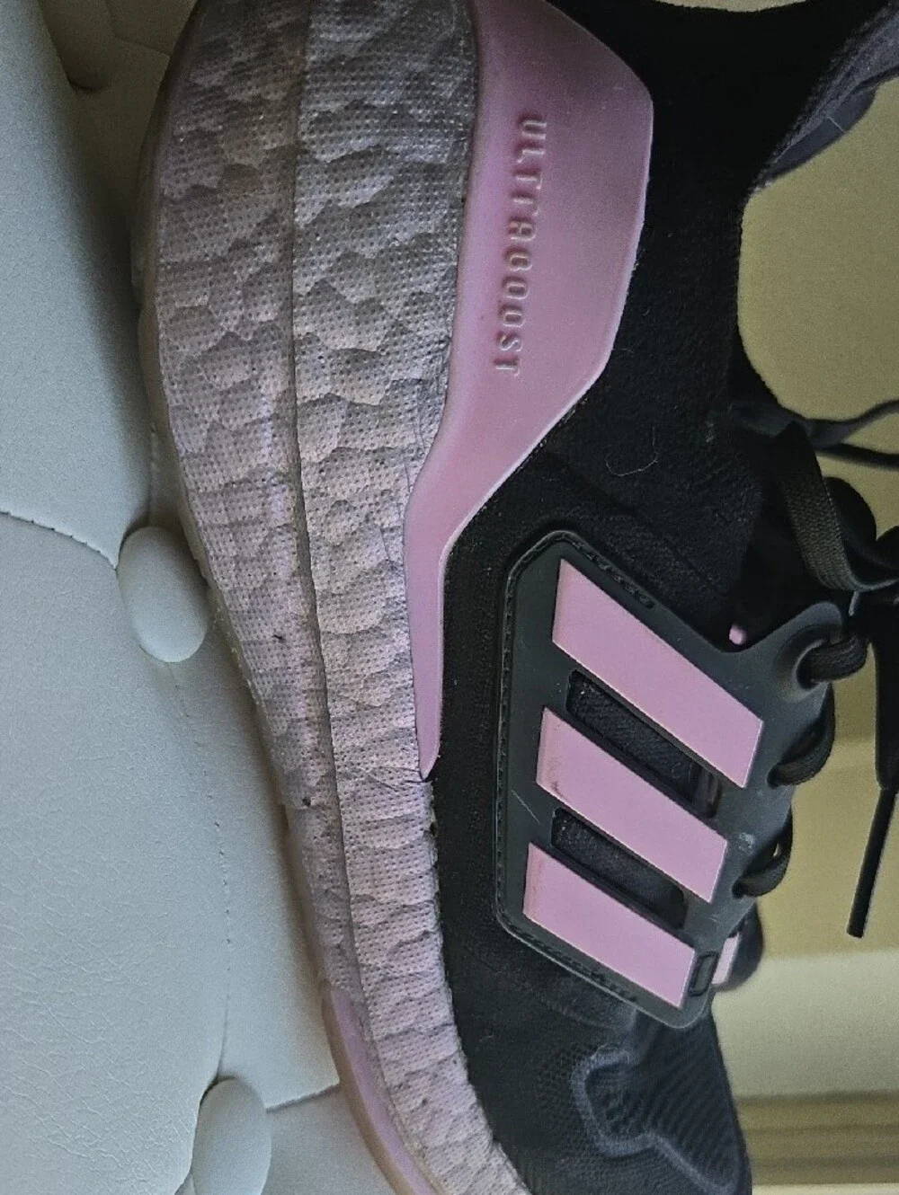 adidas Black and Light Pink Ultraboost Sneakers